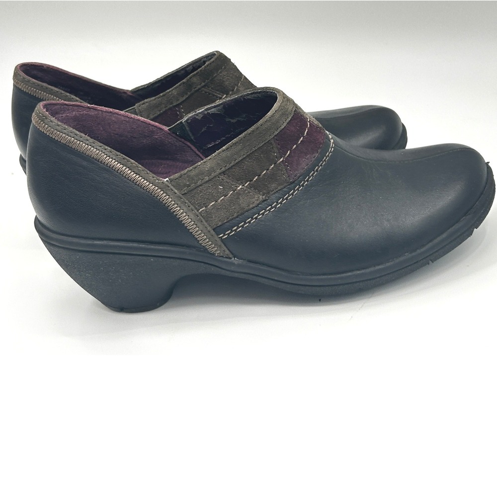 Privo by Clarks Black Leather Slip‎ On Clogs Comfort Career Shoes Womens 7 Work